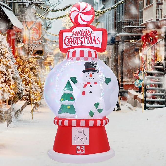 Christmas Inflatables Outdoor Decoration Christmas Blow Up Yard Decorations Inflatable Globe with Snowman Santa Tree Giant Outdoor Indoor Blow Up LED Light Yard Lawn Garden Home Party Decor