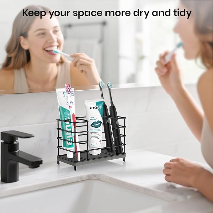 Toothbrush Holder with Quick Drying Mat—Toothbrush and Toothpaste Holders