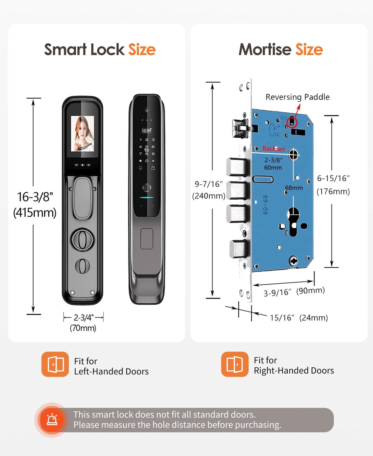 YINTIN 3D Face Recognition Smart Lock with Camera & Handle, Palm Vein Keyless Entry, Fingerprint Door Lock & Video Doorbell, 8-in-1 Unlock, Mortise Lock, Tuya App, 2-Way Talk, IP67 for Front Door
