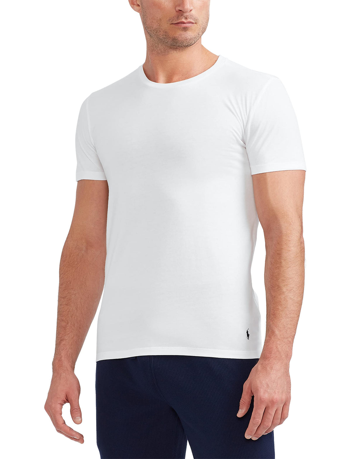 POLO RALPH LAUREN Classic Fit Undershirt w/Wicking 3-Pack Crews 3 White/Cruise Navy Pp LG