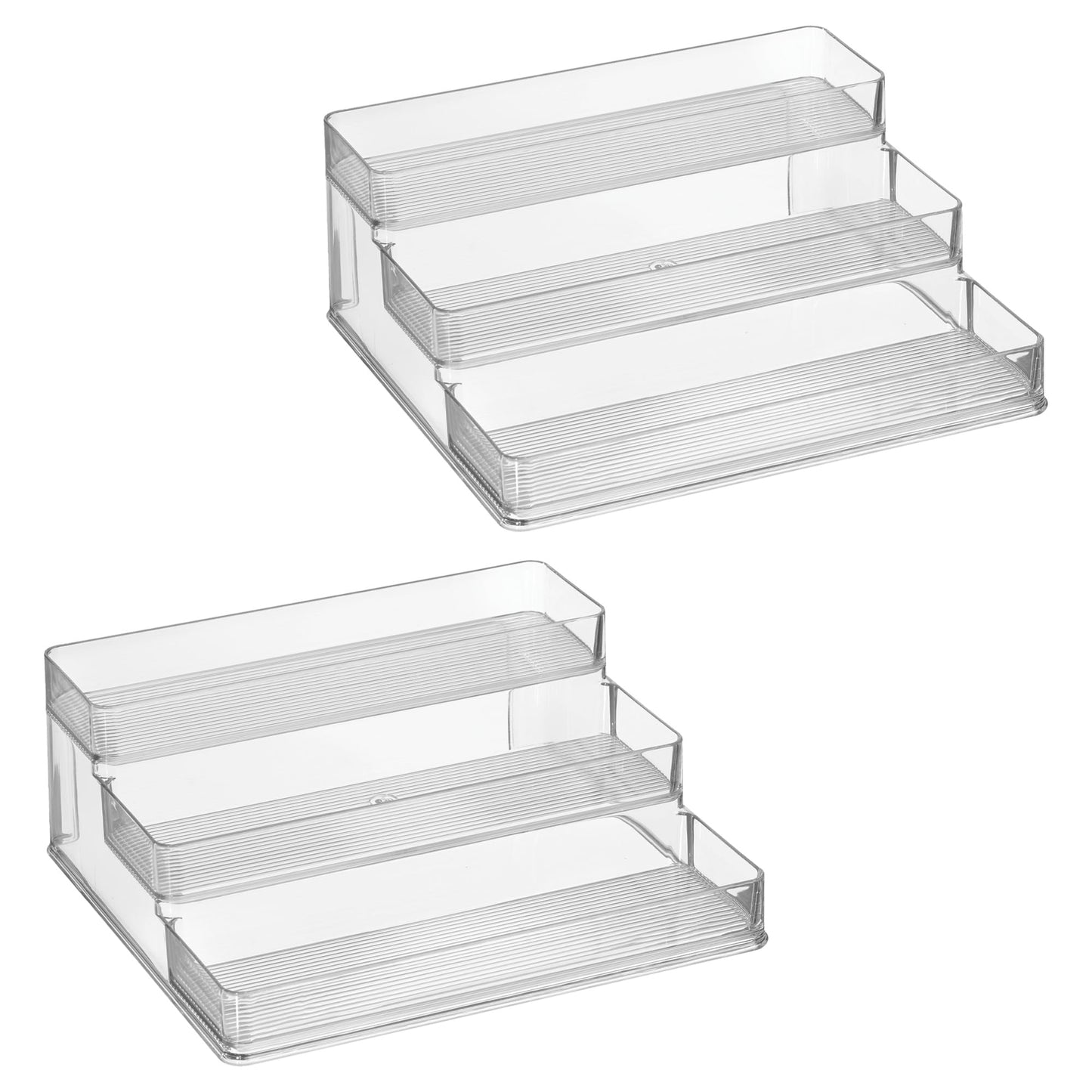 iDesign 3-Tier Spice Rack Organizer for Cabinets, Pantry or Countertop, Set of 2, Clear, Made in USA