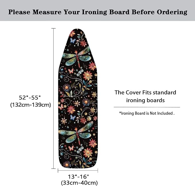 Floral Dragonfly Ironing Board Pad Ironing Board Cover and Pad 15" x 54" Scorch