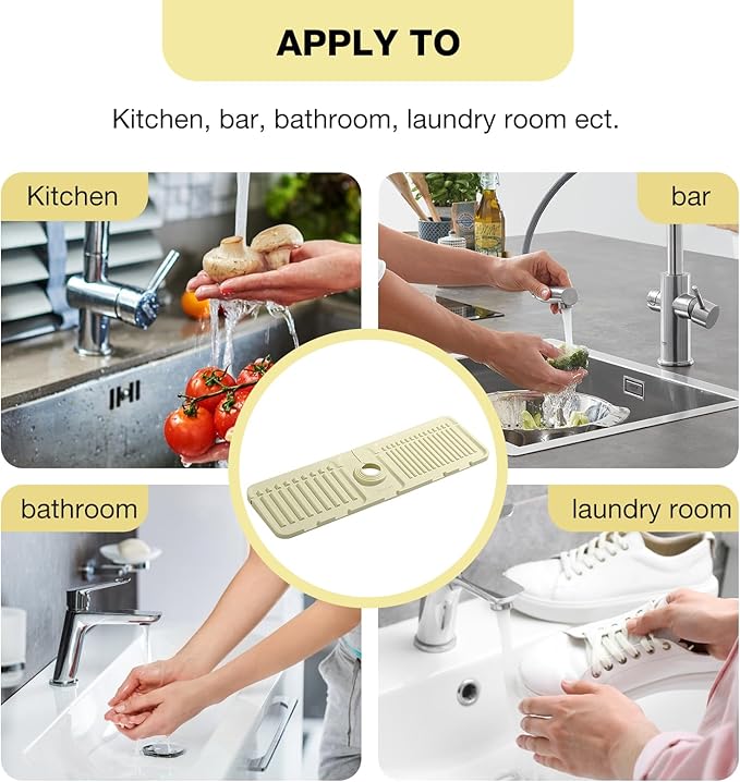 Faucet Mat for Kitchen Sink – Adjustable Silicone Sink Splash Guard