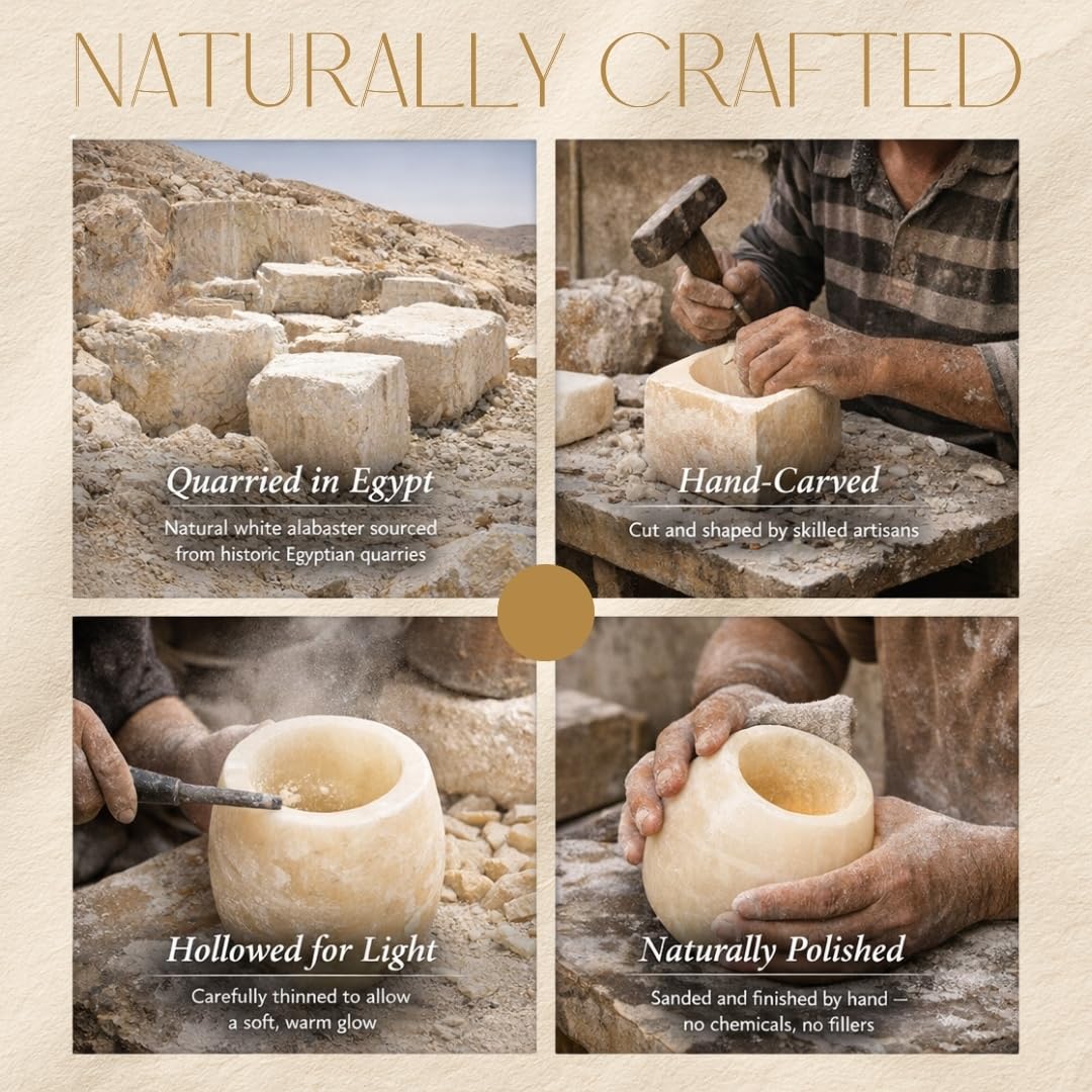 Single Alabaster Candle Holder, Sturdy Tealight Candle Holders, Translucent Stone for Calming Glow, Perfect for Ambient Lighting & Gifts, Warm Illumination, Multiple Sizes
