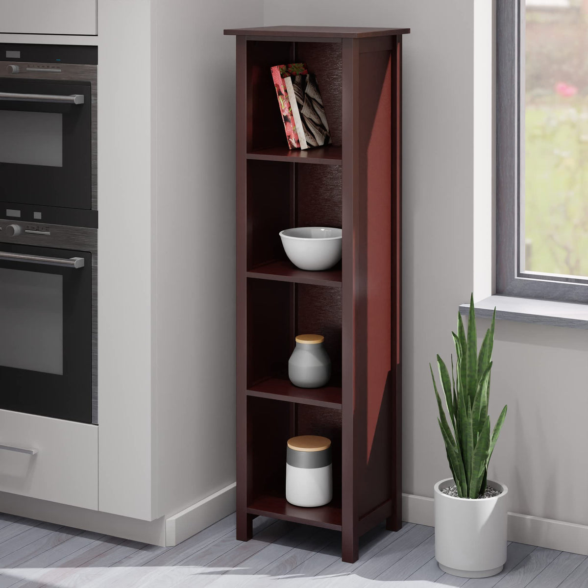 Winsome Wood Milan Storage/Organization, Tall, Antique Walnut