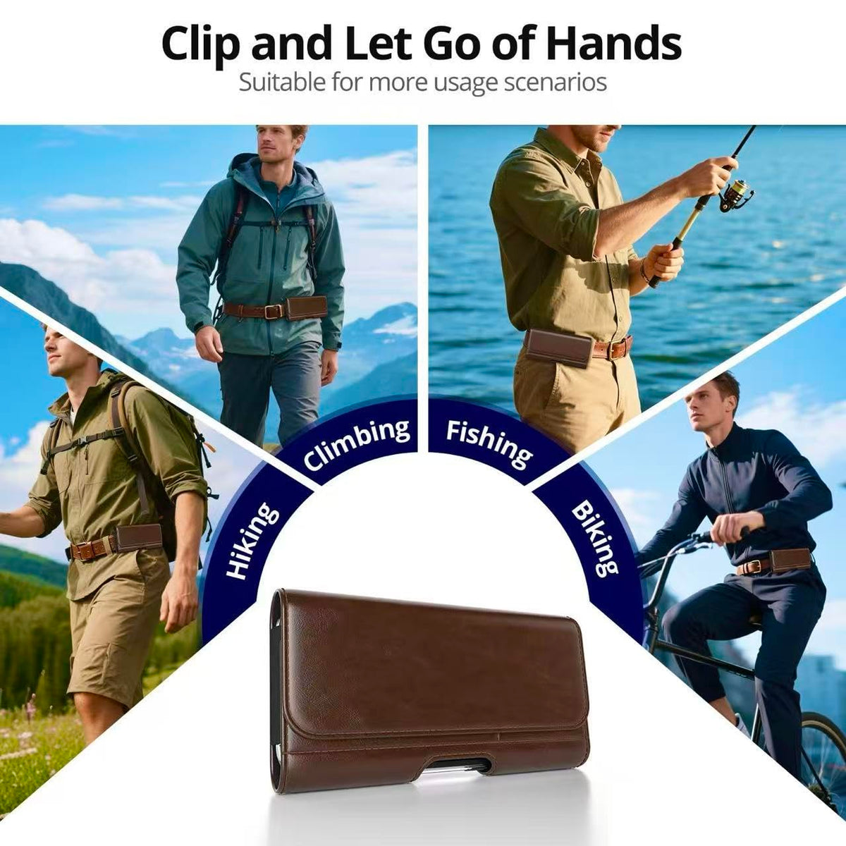 Magnetic Closure Holster for Motorola Edge, Motorola Moto G Power/G Play/Moto G/G36 G06 G57 Pure G05 G15 G100 (2026 2025 2024) - Leather Belt Case Premium Pouch (Fits Slim/Regular Case) (Coffee Brown)