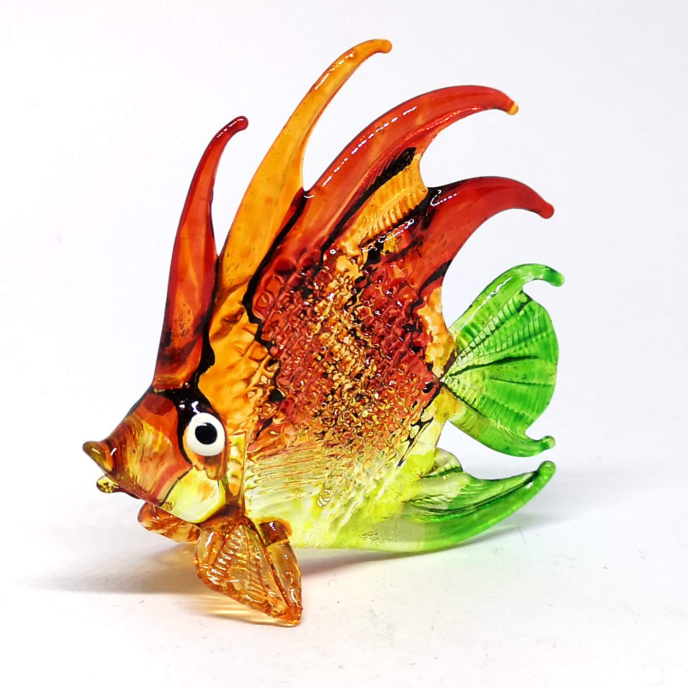 ZOOCRAFT Aquarium Thai Craft Collectible Mini Hand Blown Glass Fish Figurine Decor Red