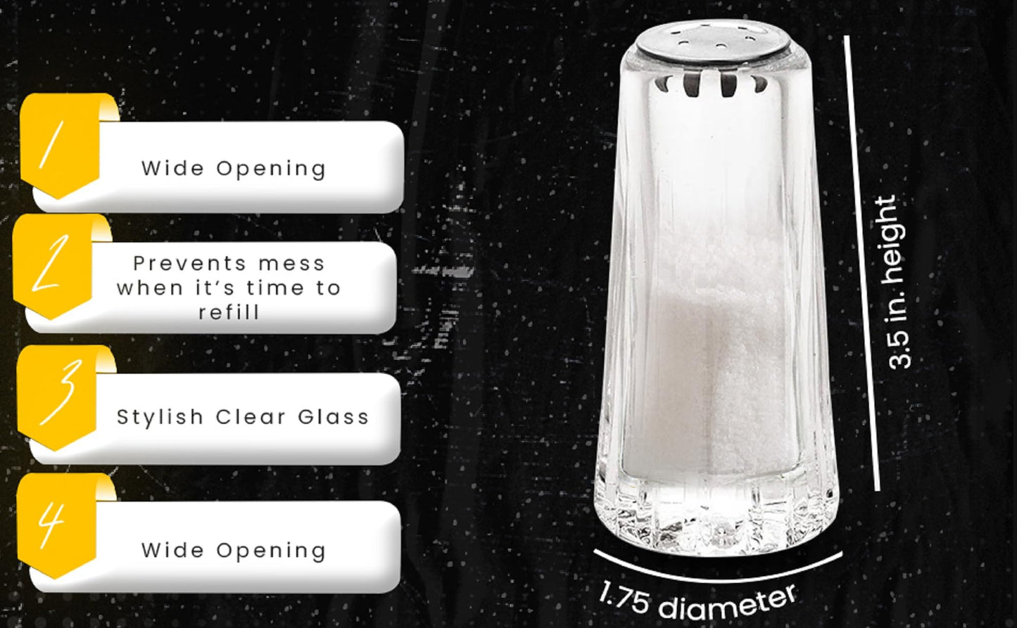 YBM Home Salt and Pepper Shakers Acrylic with Stainless Steel Lid, 1.5oz Clear Spice Herb Dispenser for Dining Table and Farmhouse Decoration, 1231-2