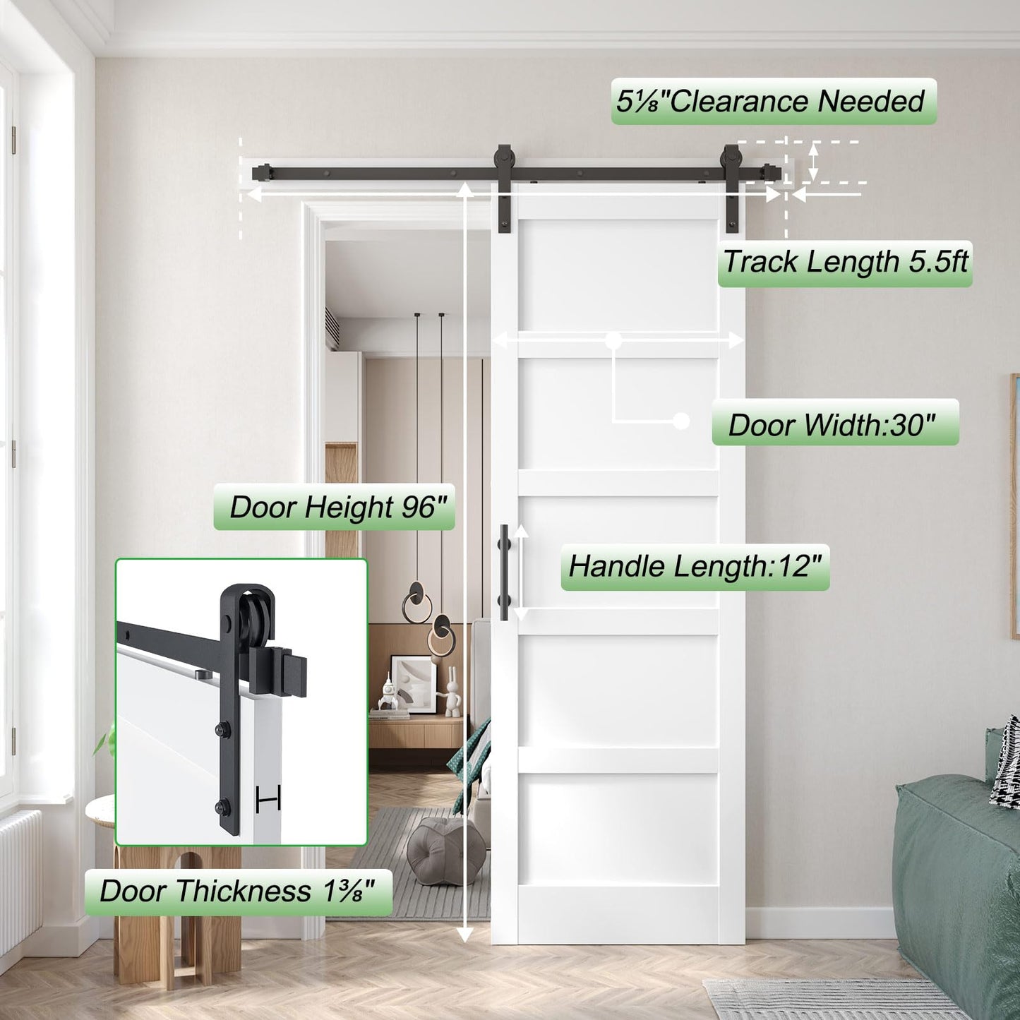Fredbeck White Barn Doors Double 30x96 Sliding Doors,60x96 Wood Interior Doors
