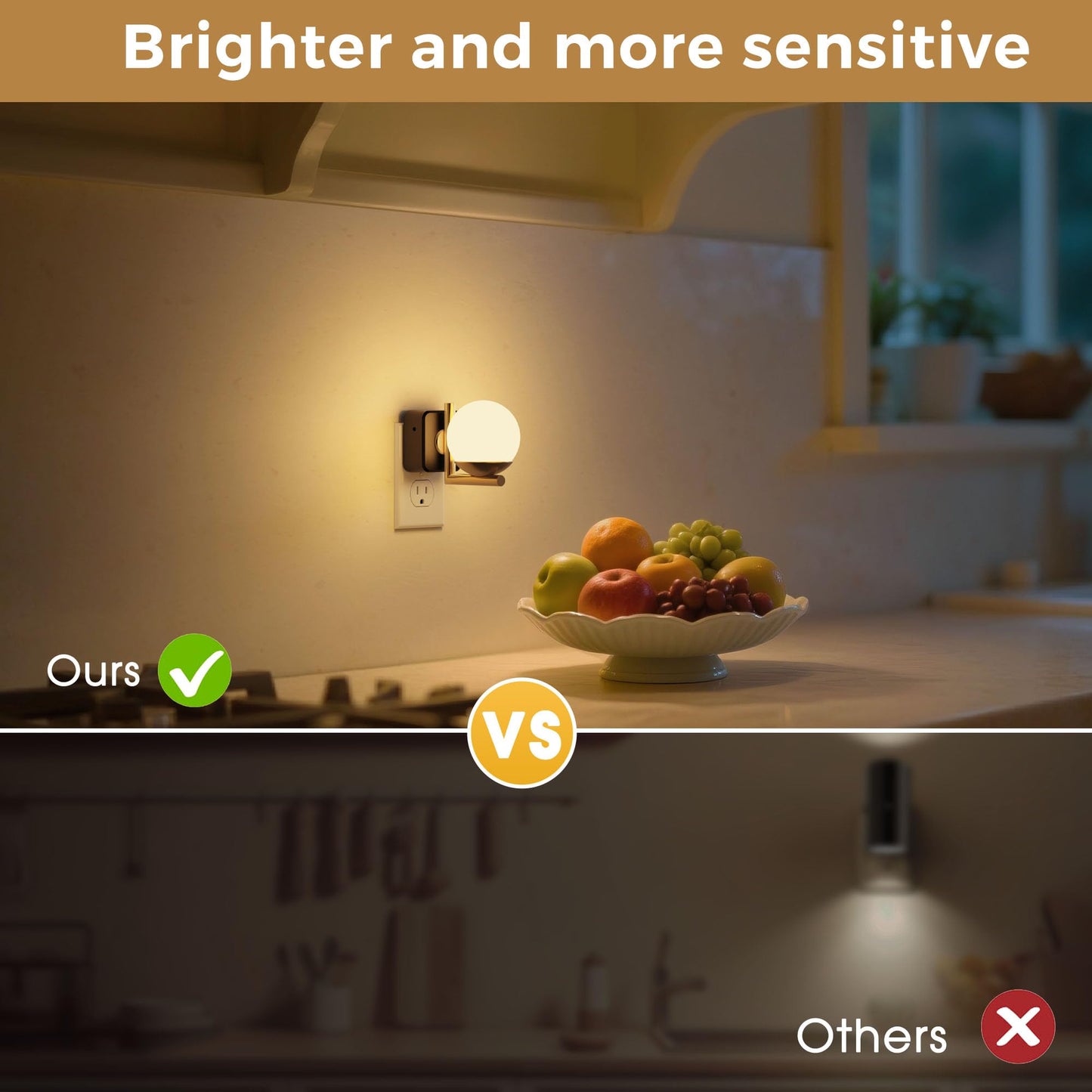 L LOHAS LED Night Lights Plug Into Wall 2 Pack, Dusk to Dawn Sensor, 3000K Nightlight, 0-100LM Adjustable Brightness, Plug in Night Light for Bathroom, Hallway, Bedroom, Stairway