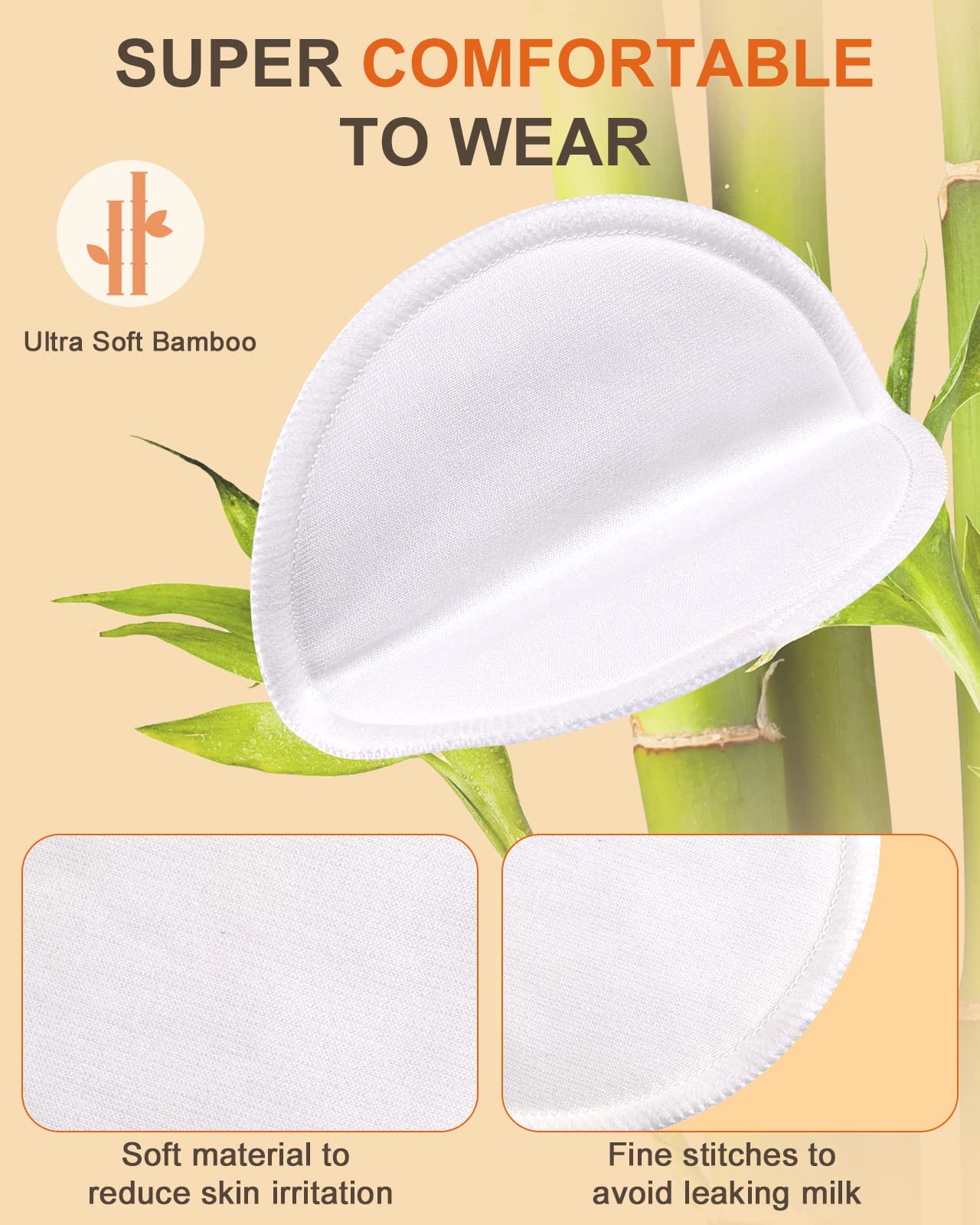 Lictin 12 pcs (6 Pairs) Nursing Pads Set Nursing Pads Washable Organic Bamboo Nursing Pads Reusable Nursing Pads Washable Soft Absorbent Nursing Pads with 1 Laundry Bag and 2 Organza Bags