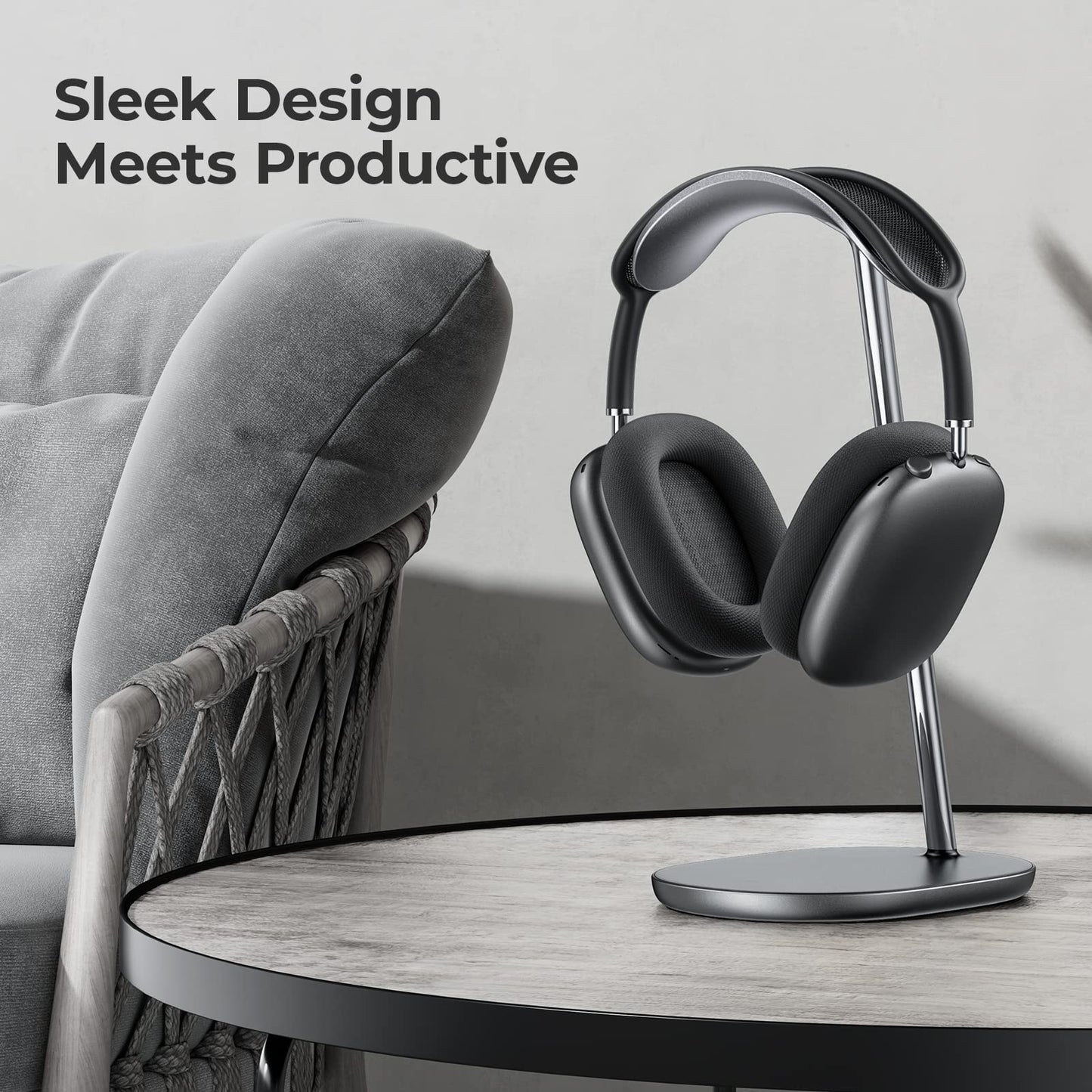 BENKS Headphone Stand for AirPods Max, Beats, Bose, Sony, Senheiser - Desktop Headset Holder, Gaming Accessories, Desk Earphone Stand (Black)