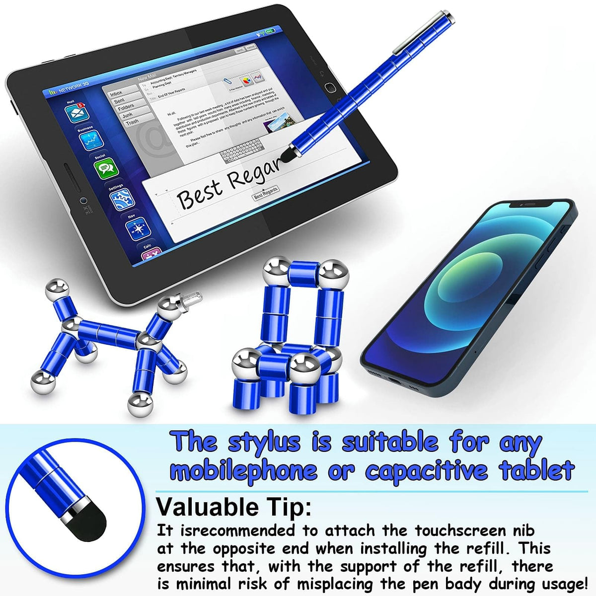 Magnetic Fidget Pen Gifts for Teens - Birthday Gifts for Men,Father, Adults, Office Desk Accessories ADHD Anxiety Relief Desk Toys for Office Workers Cool Gadget Stuff for 14 15 16 17 18 Year Old Boy