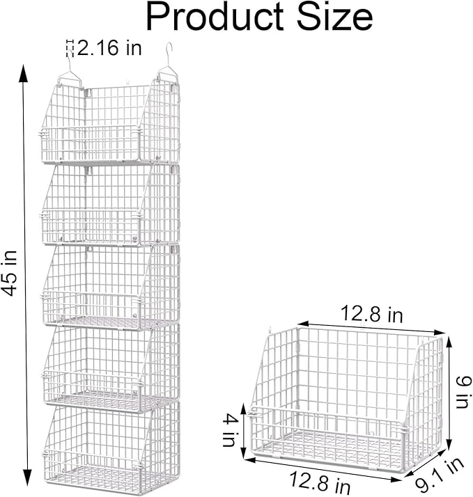 Hanging Closet Organizer and Storage, Clothes Hanging Shelves Wire Baskets