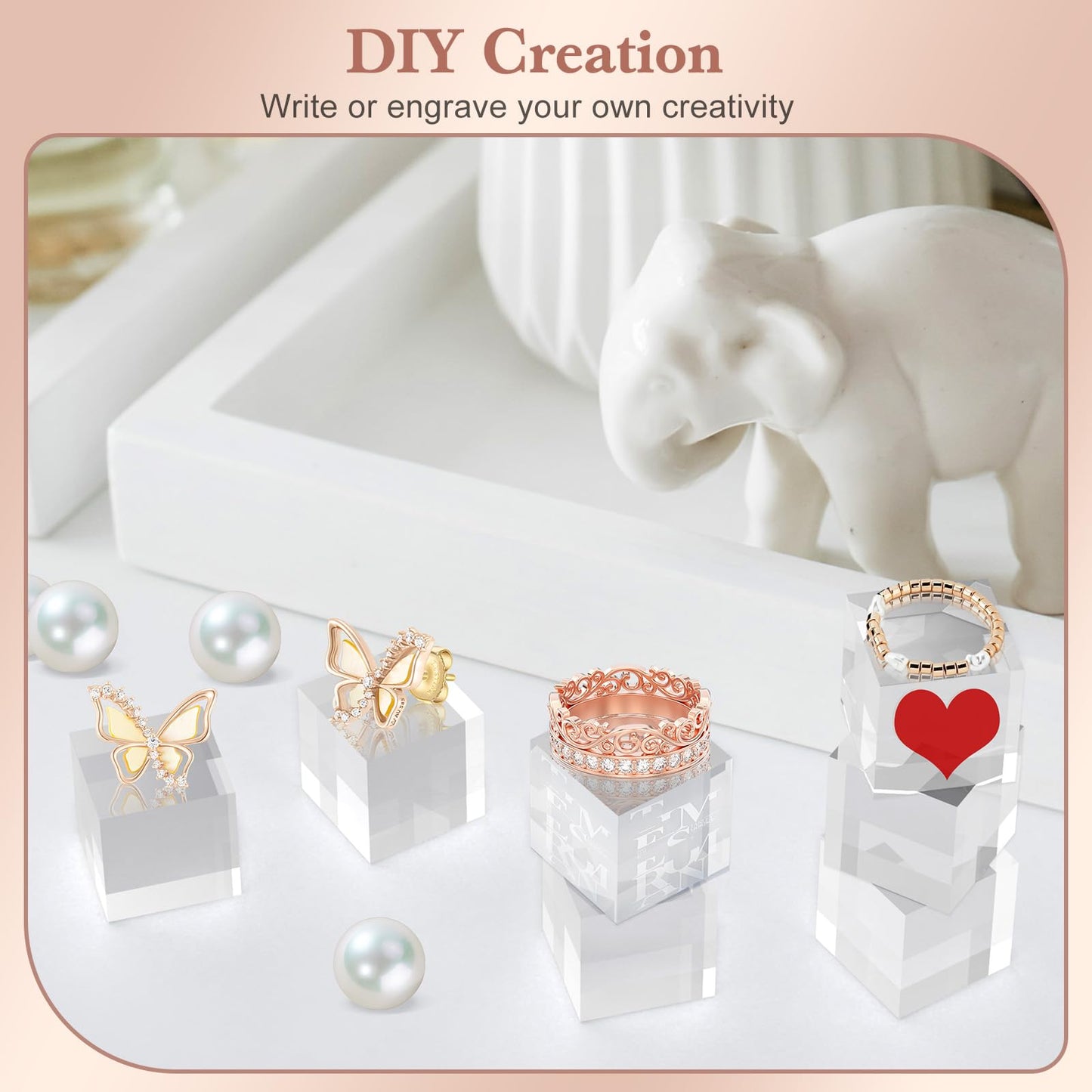 SAMYUCHO Acrylic Base 20 Pieces Acrylic Blocks for Display 1 X 1 X 1 Inch Square Riser Display Stands Trophy Base Pedestal Stands Clear Cube for Trophy Jewelry Props Food Party Crafts