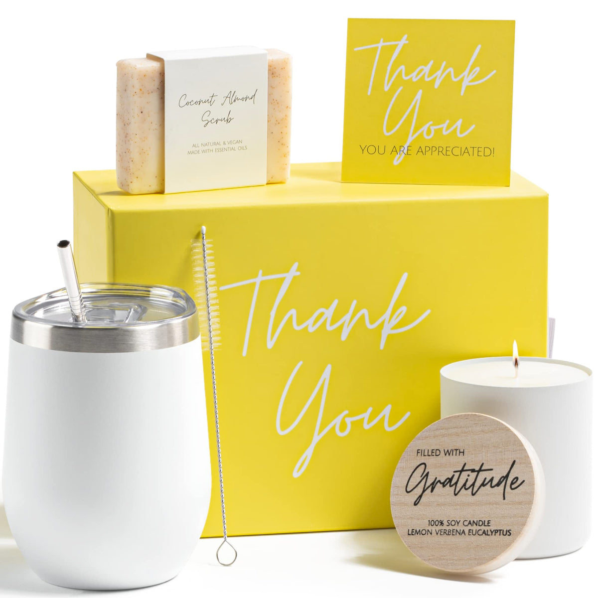 Boxzie Thank You Gifts for Women, Appreciation Gift Box Set, Gratitude Candle Basket - Thoughtful Boxes for Employee, Boss, Coworker, Hostess, Secretary, Teacher, Female Friend