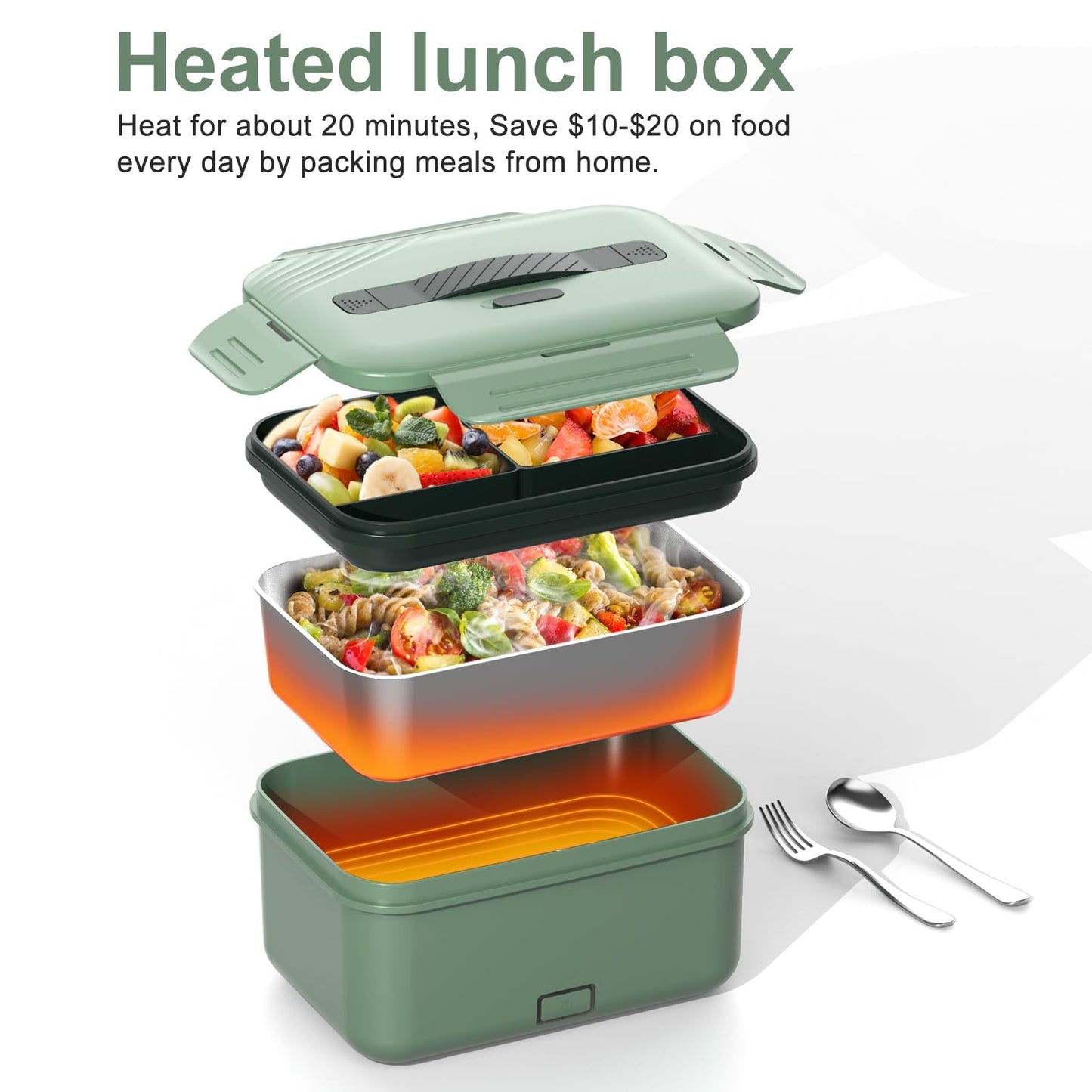 Electric Heated Lunch Box for Car Truck Home 1.8L 100W Portable Food Warmer with 12V/24V/110V/220V Hot Meal for Work Travel Jobsite Camping Christmas Gifts White Elephant Gifts for Adults/Men/Woman