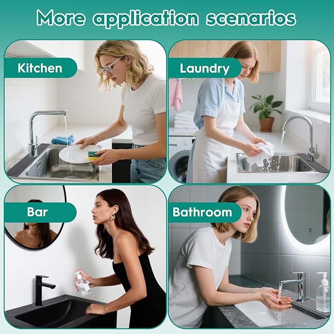 16 Inch Stone Faucet Mat for Kitchen Sink, Kitchen Sink Splash Guard-Water