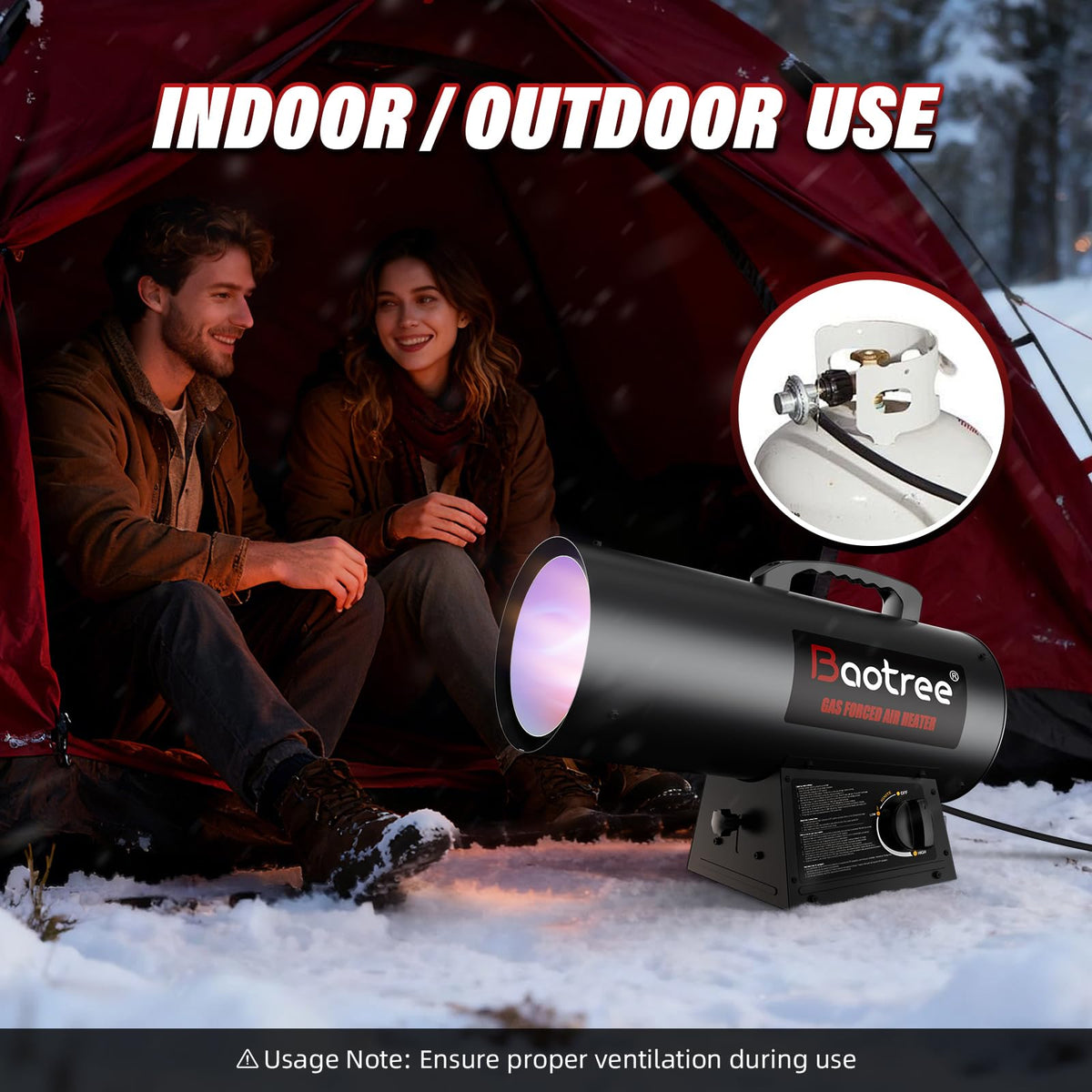 Baotree 12,500 BTU Forced Air Propane Heater, 10 ft Hose with Regulator Included,Portable Space Heater for Garage, Adjustable Liquid Propane for Shop, Jobsite, Construction Sites