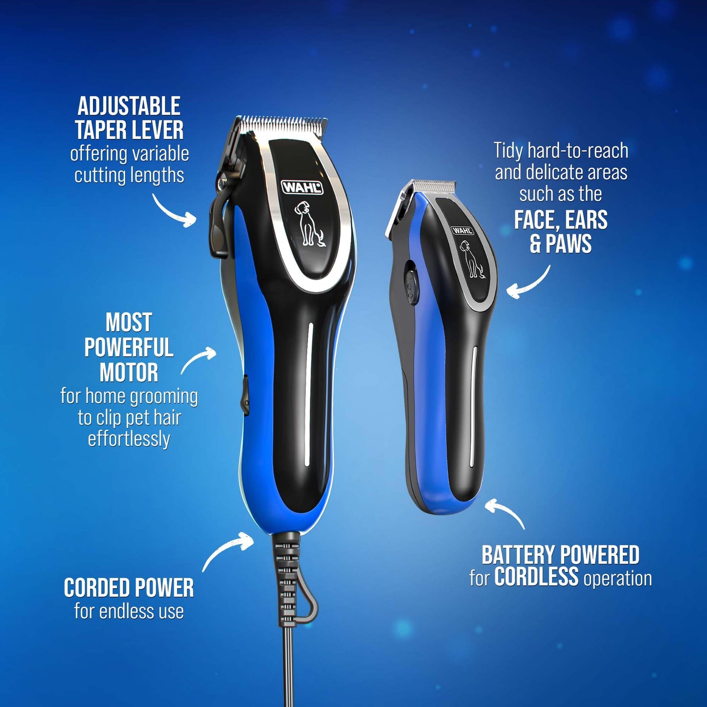 Wahl Complete Groom Dog Clipper & Trimmer Kit, Clippers for Dogs, Full Coat Grooming, Low Noise Corded Pet Clippers, Pet Trimmers, Groom Pets at Home