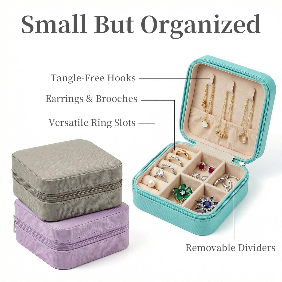 ZeiVell 6-Piece Personalized Mini Jewelry Box Gift Set, DIY Initial Mini Jewelry Cases with Self-Adhesive Decorative Accents, Small Travel Organizer Set for Bridesmaids, Bridal Party and Group Gifts