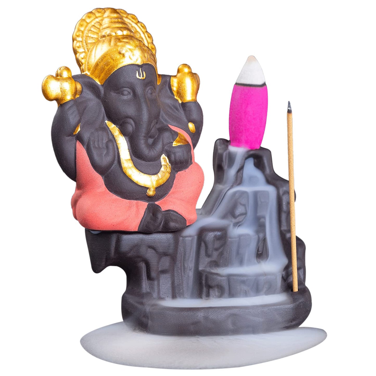 Little Ganesha Statue,Ganapati Ganesh Statue in Incense Holders-Ganpati Idol,Ganesa Statue,Ganesha Figurine,Elephant God,Elephant Buddha,Lord of Success-Ceramic Ganesha Pottery Ganesha-for Home Decor