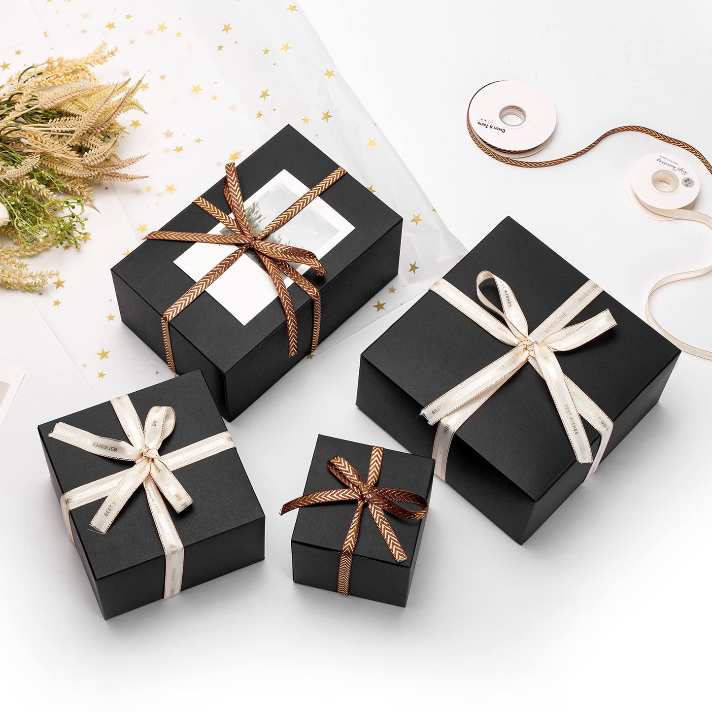 Mcfleet Black Gift Boxes with Lids 10x10x5 Inches 10 Pack Groomsmen Proposal Cardboard Gift Box for Presents, Christmas, Wedding, Graduation, Holiday, Birthday Craft Present Packaging