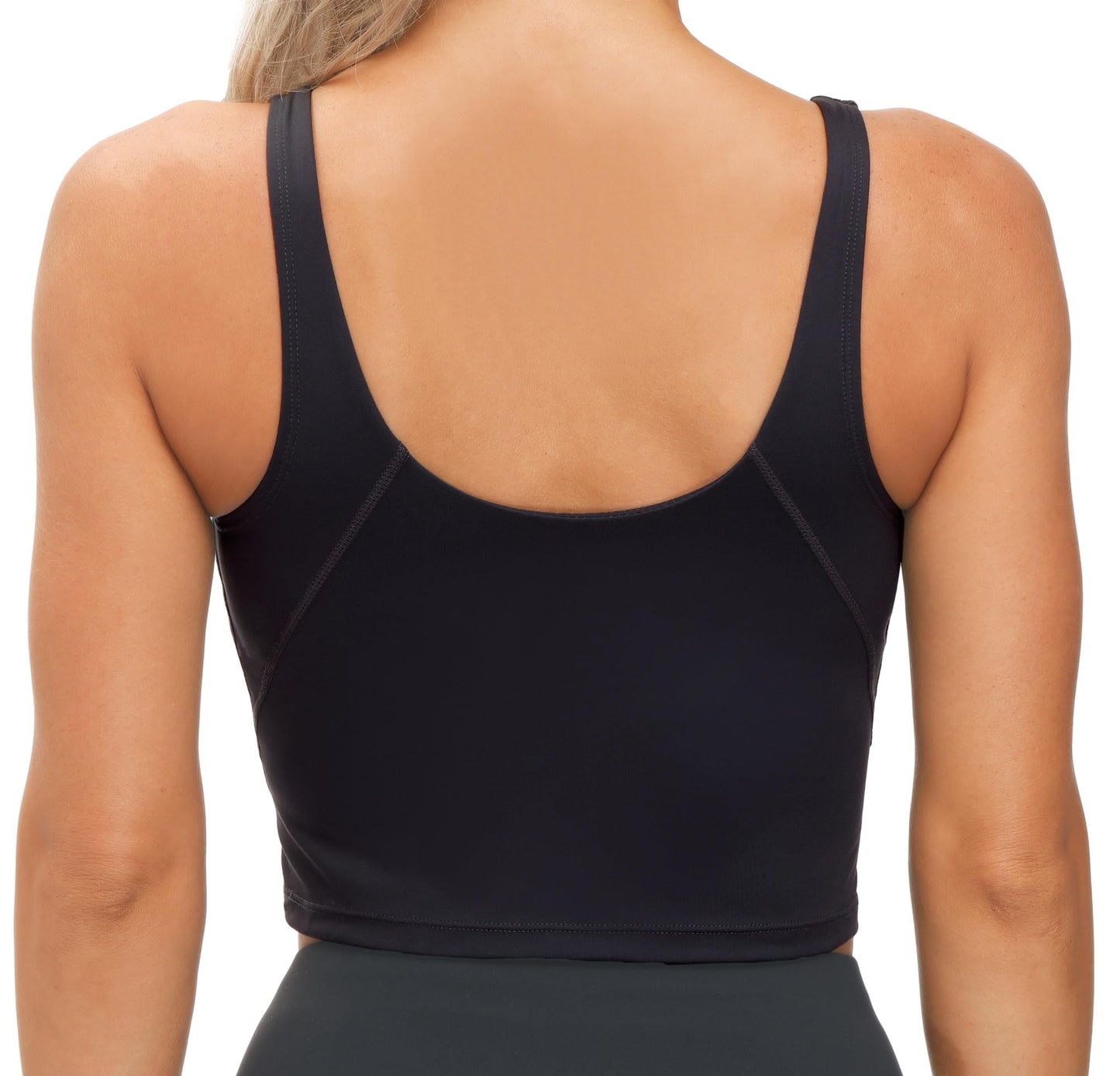 Women’s Longline Sports Bra Wirefree Padded Medium Support Yoga Bras Gym Running Workout Tank Tops (Black, Large)