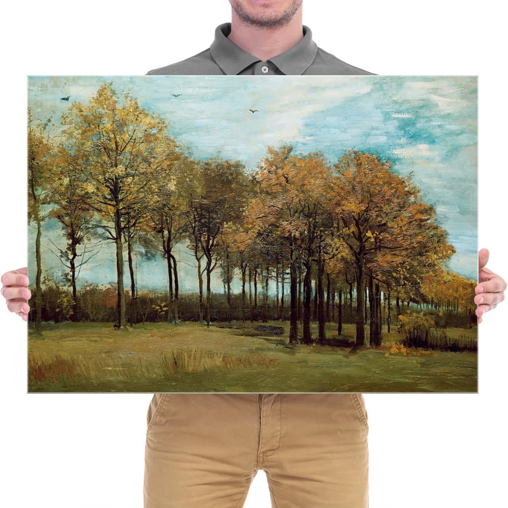 Wieco Art Canvas Prints Autumn Landscape 1885 by Vincent Van Gogh Art Famous Paintings Reproduction Tree Forest Pictures Artwork Wall Art for Home Decor and Wall Decorations