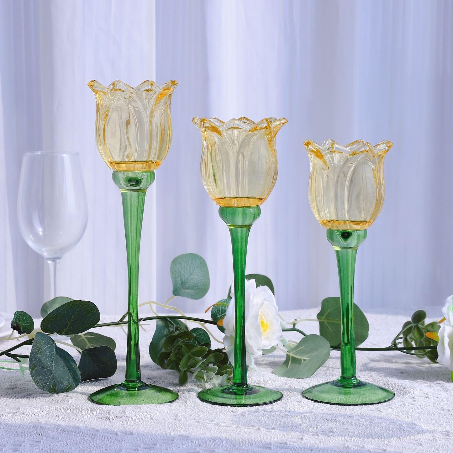 VOHO Gold Tulips Candle Holders for Table Centerpiece, Classic Gold Tealight Candle Holder for Birthday Thanksgiving Christmas Decorations, Flower Votive Candle Holders Wedding Centerpieces for Tables