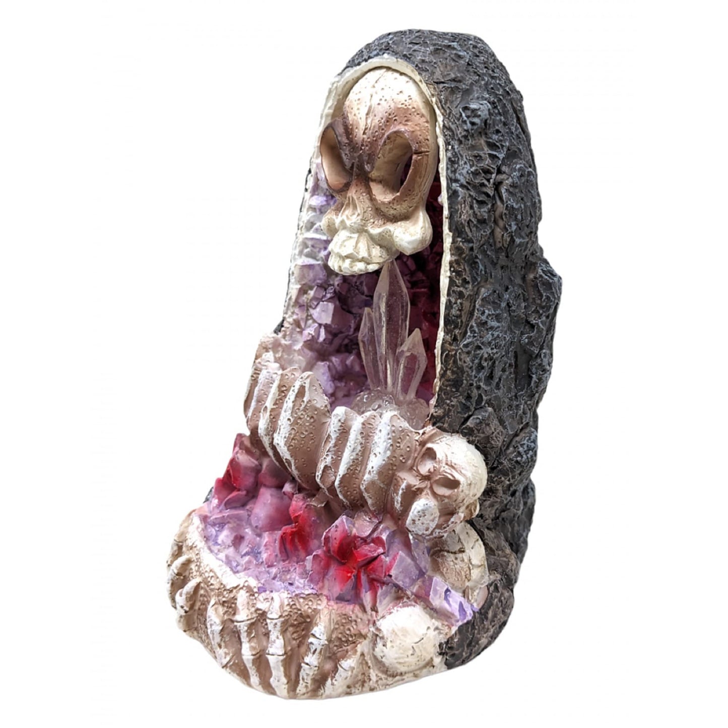 FESS Products Geode Skull Back Flow Incense Burner w/LED - 6"