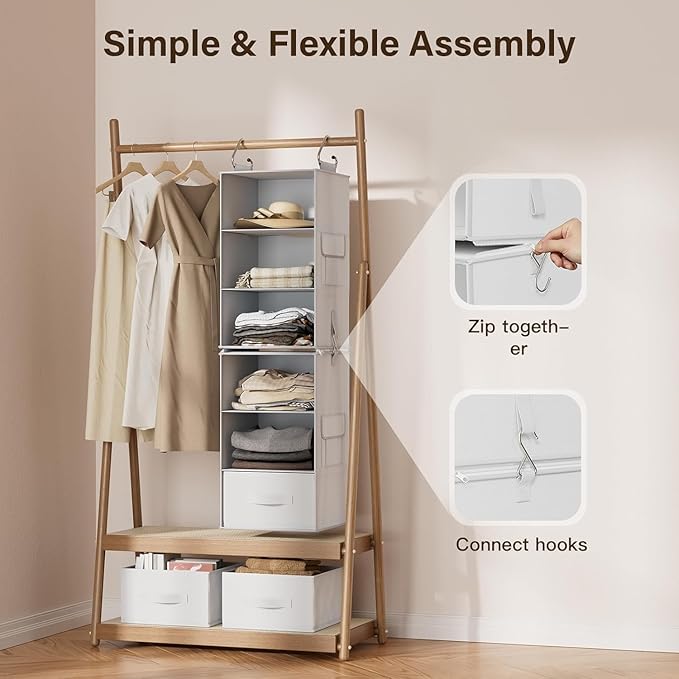 Pipishell 6-Shelf Hanging Closet Organizer