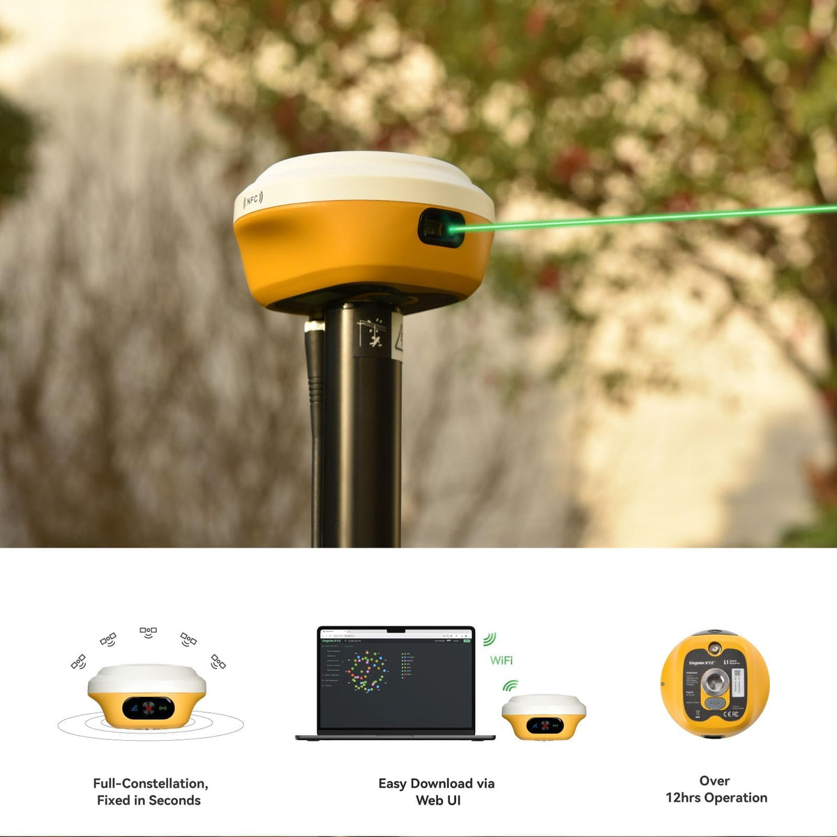L1-Laser GNSS RTK Rover – Laser + GNSS, Handheld Collector with Software & AR Stakeout, 2cm Accuracy, 15km UHF, 120° Tilt Survey | Self-Developed Factory & Professional Support