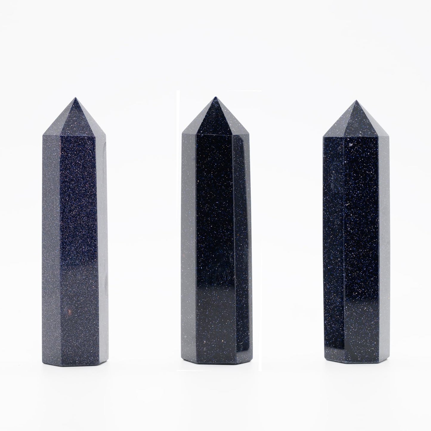 Natural Blue Sandstone Healing Crystal Hexagonal Pointed Prism Decor
