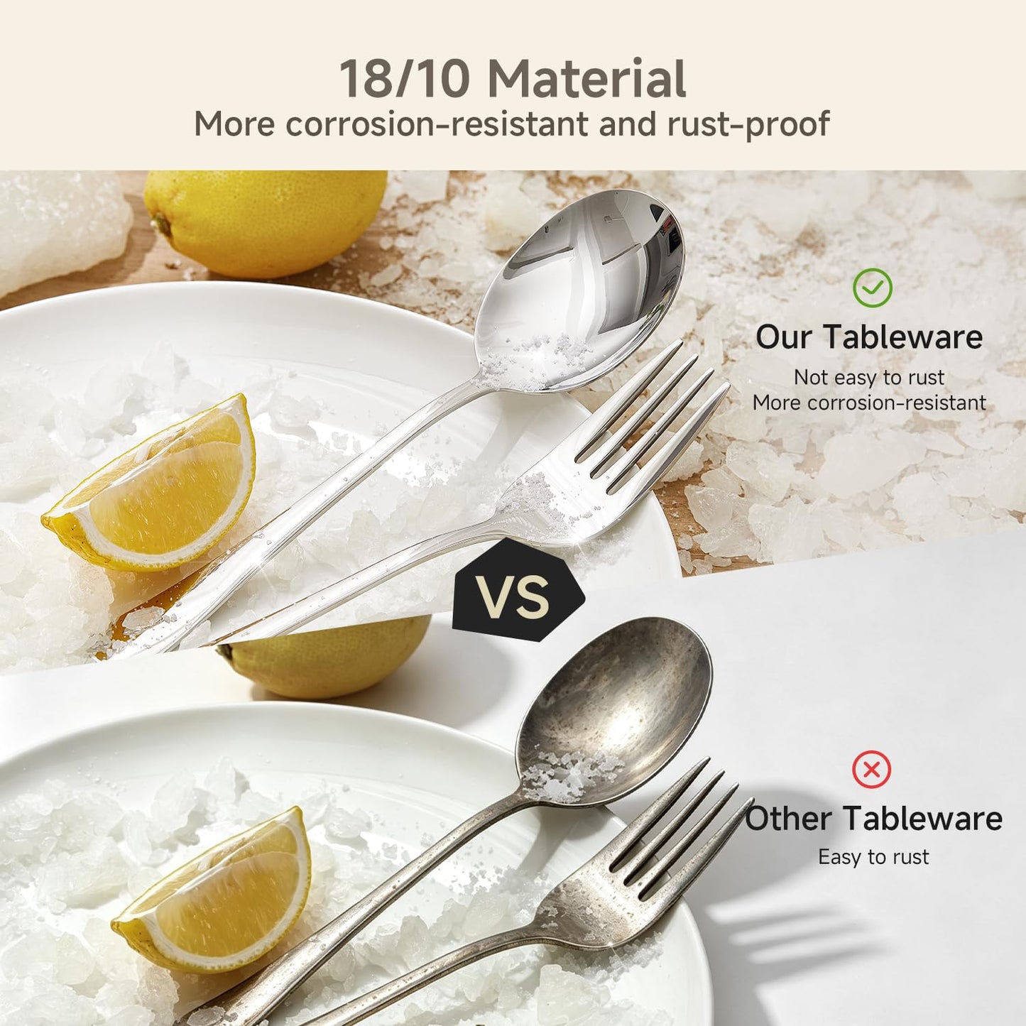 HIKAA 8PCS Serving Utensils Set, 18/10 Modern Serving Utensils Set for Kitchen, Stainless Steel Serving Utensils, Slotted Spoons, Forks, Tongs, Cake Server, Butter Knife for Buffet, Catering, Wedding
