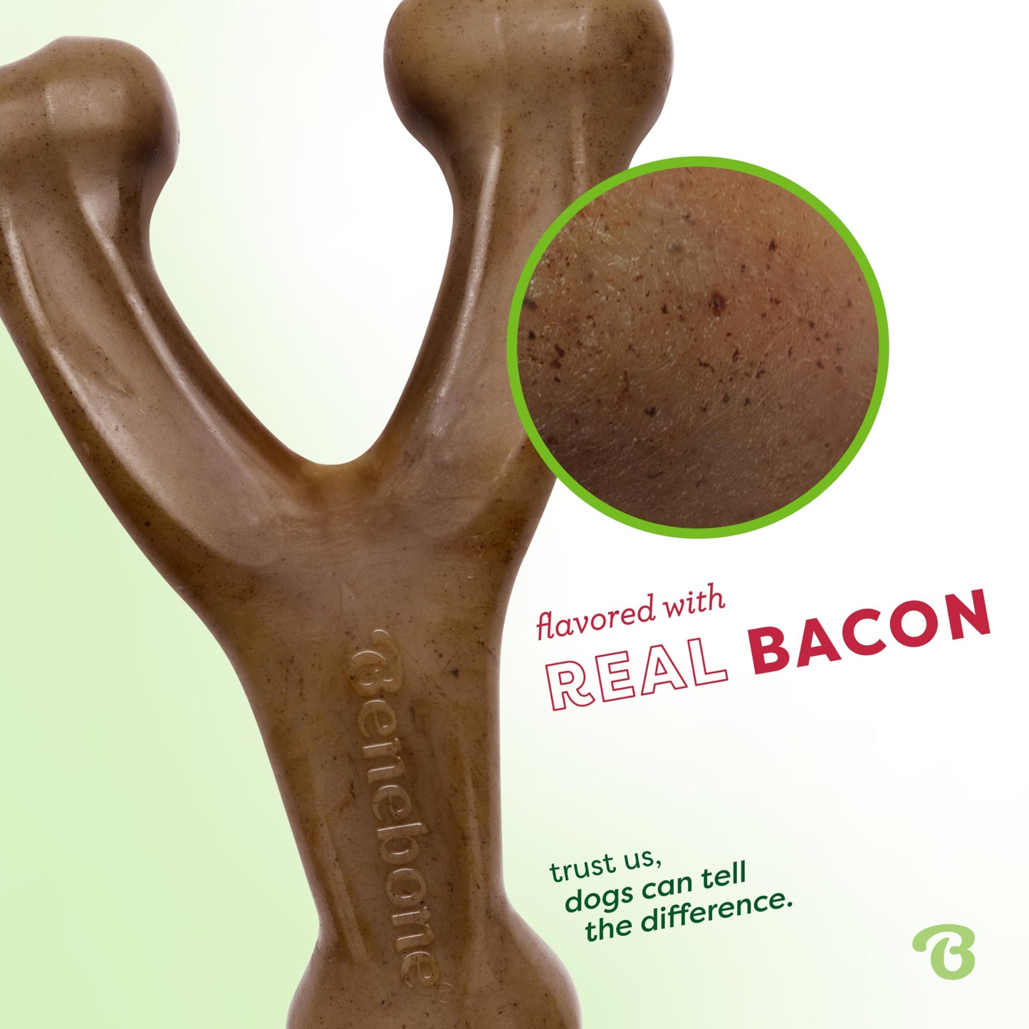 Benebone Indestructible Wishbone Dog Chew Toy for Aggressive Chewers, Long Lasting Tough Boredom Breaker for Dogs, Real Bacon Flavour, For Small Dogs, Made in the USA.
