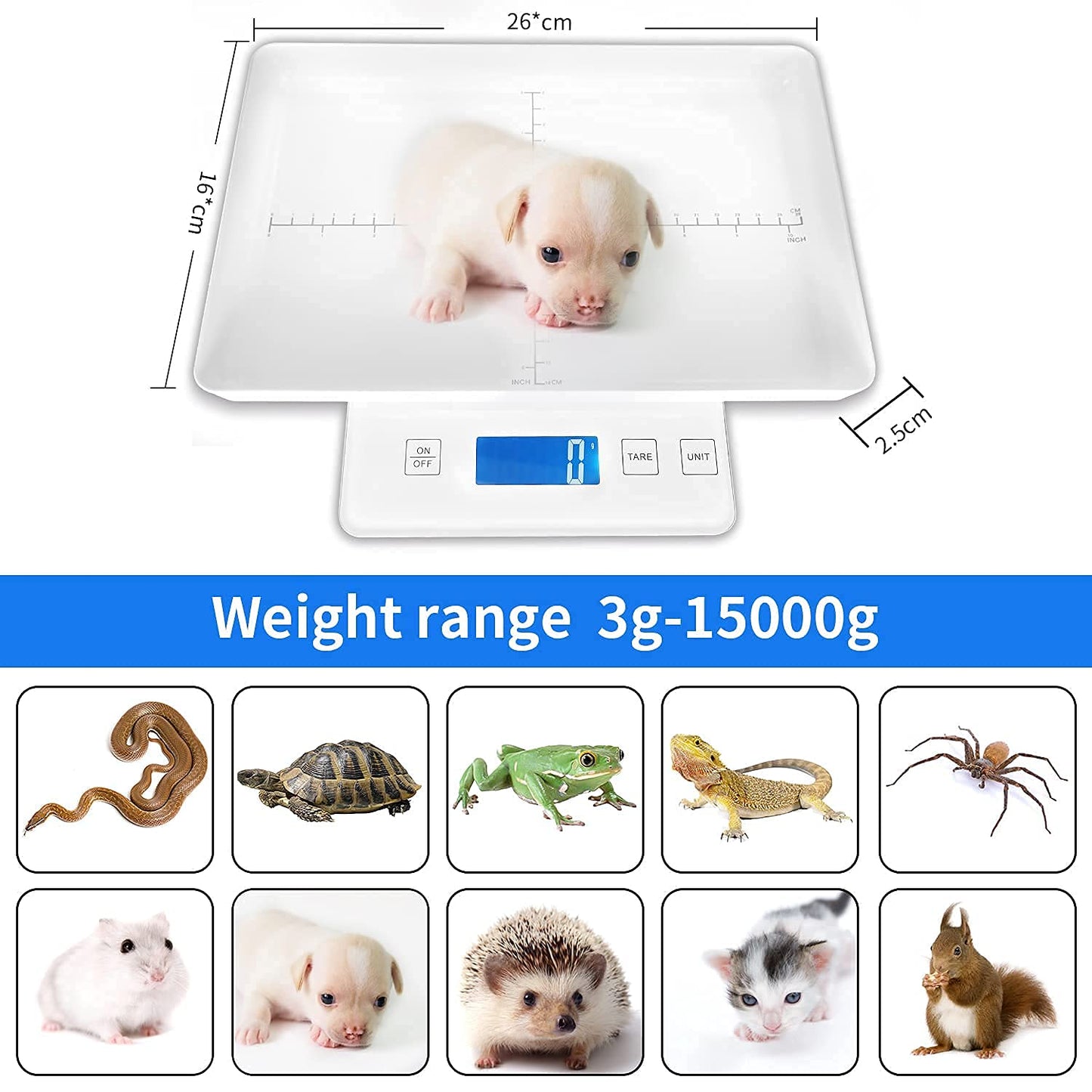 MINDPET-MED Digital Pet Scale for Small Animals, High Precision 1g, Suitable for Newborn Pets