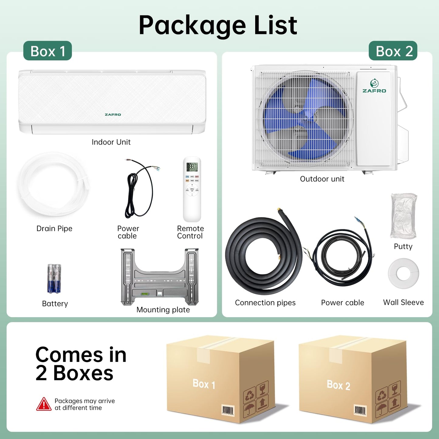 ZAFRO Wifi Enabled Mini Split Air Conditioner & Heater, 18000BTU 115V Inverter Ductless Wall AC Unit with Installation Kit, 28dB Quiet Operation 19 SEER2 Pre-Charged Mini Split, Cools Up to 1200 Ft²