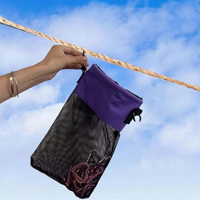 Mesh Clothespin Bag with Drawstring, Hanging Laundry Pin Storage Organizer