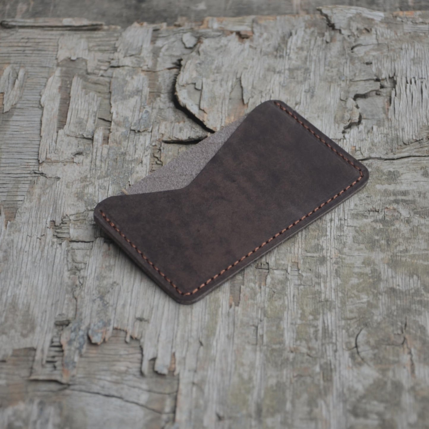 JJNUSA Handmade Leather Business Card Case Holder for Men & Women Minimalist Leather Wallet Card Holder Distressed Gifts (Coffee)
