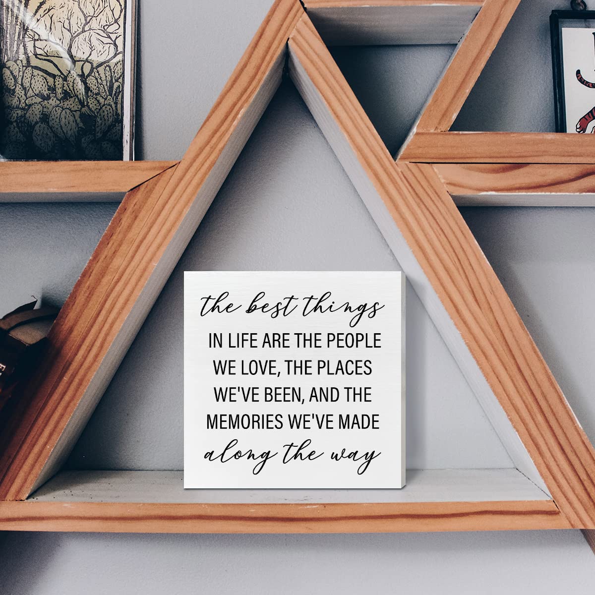 Home Office Desk Wooden Box Sign Decor, The Best Things in Life Are The People We Love, Inspirational Quotes Desk Decor Motivational Decorations for Women Men Student Office Classroom School