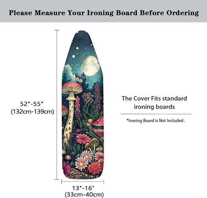 Moon Mushroom Ironing Board Cover Heat Reflective Anti-dust, Soft Fabric Cover