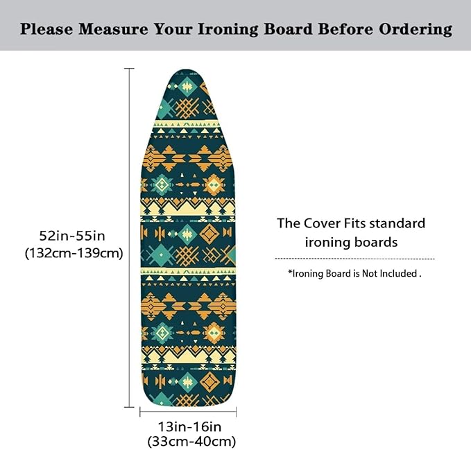 Ethnic Geometric Rhombus Ironing Board Cover, Abstract Tribal Stripes Stretchy