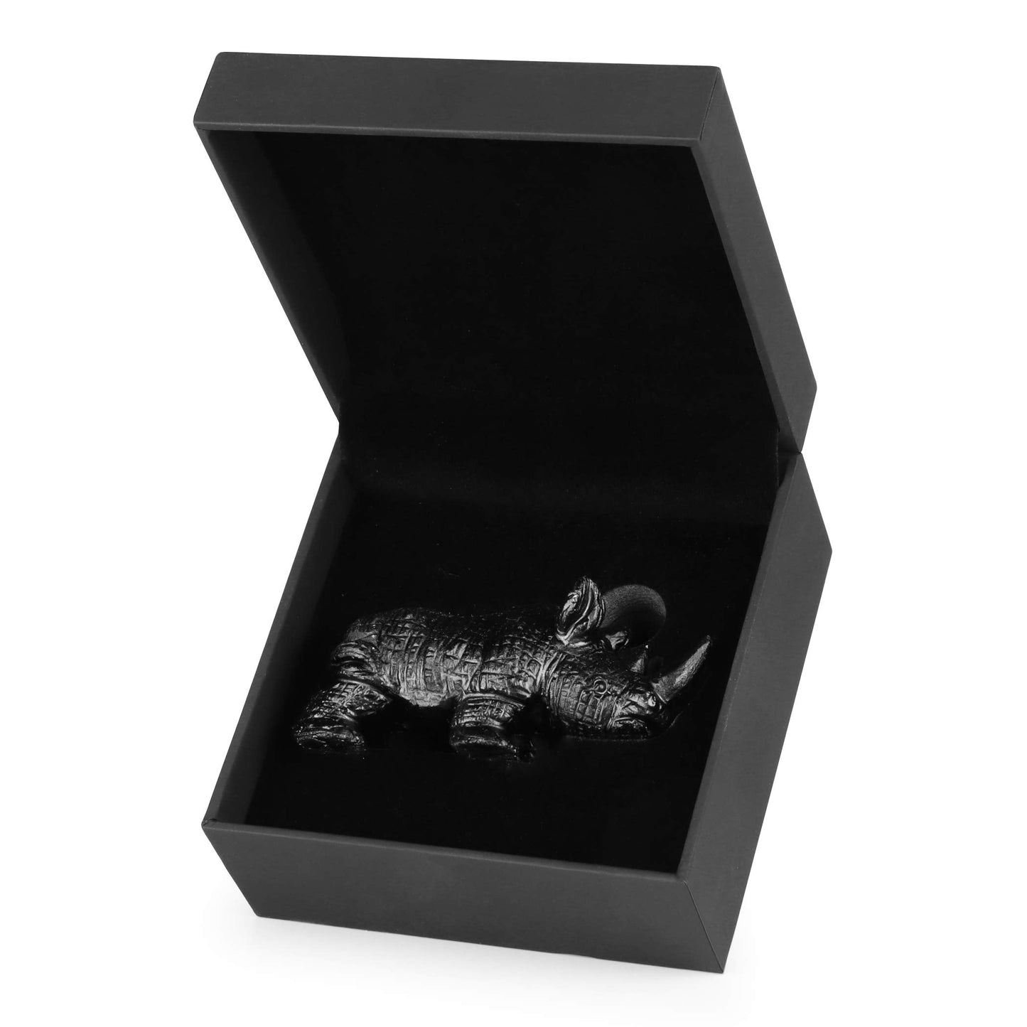 Artistone 3 inch Black Obsidian Rhino Statue, Hand Carved Gemstone Handicraft Healing Rhinoceros Animal Carving Figurine Sculpture Collectible Reiki Stones for Home,Bookshelf,Office Decoration