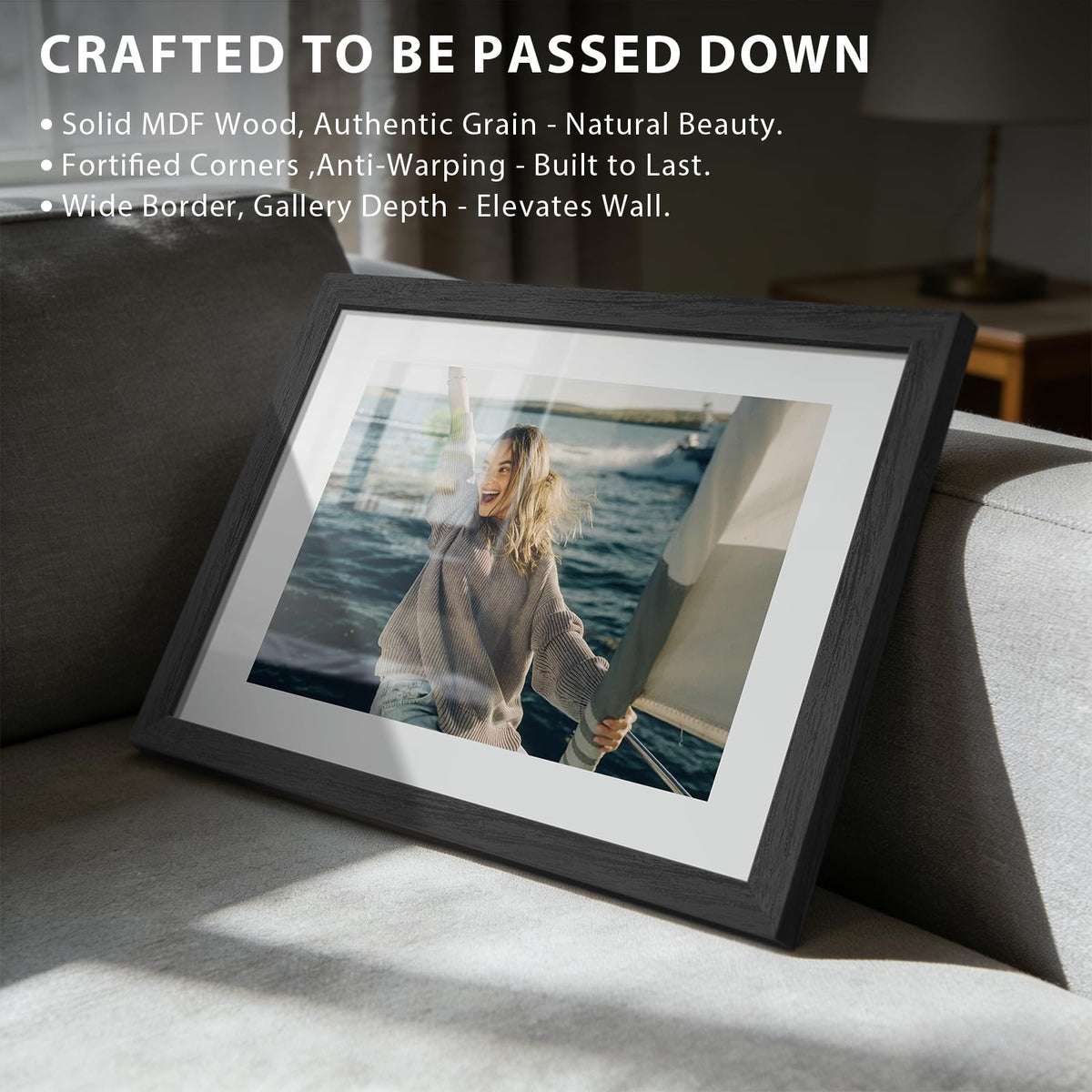KissNow 13x19 Picture Frame 5-Pack - Black Wooden 19x13 Frames with Tempered Glass, Classic Gallery Design for Photos & Artwork, Horizontal or Vertical Wall Mounting