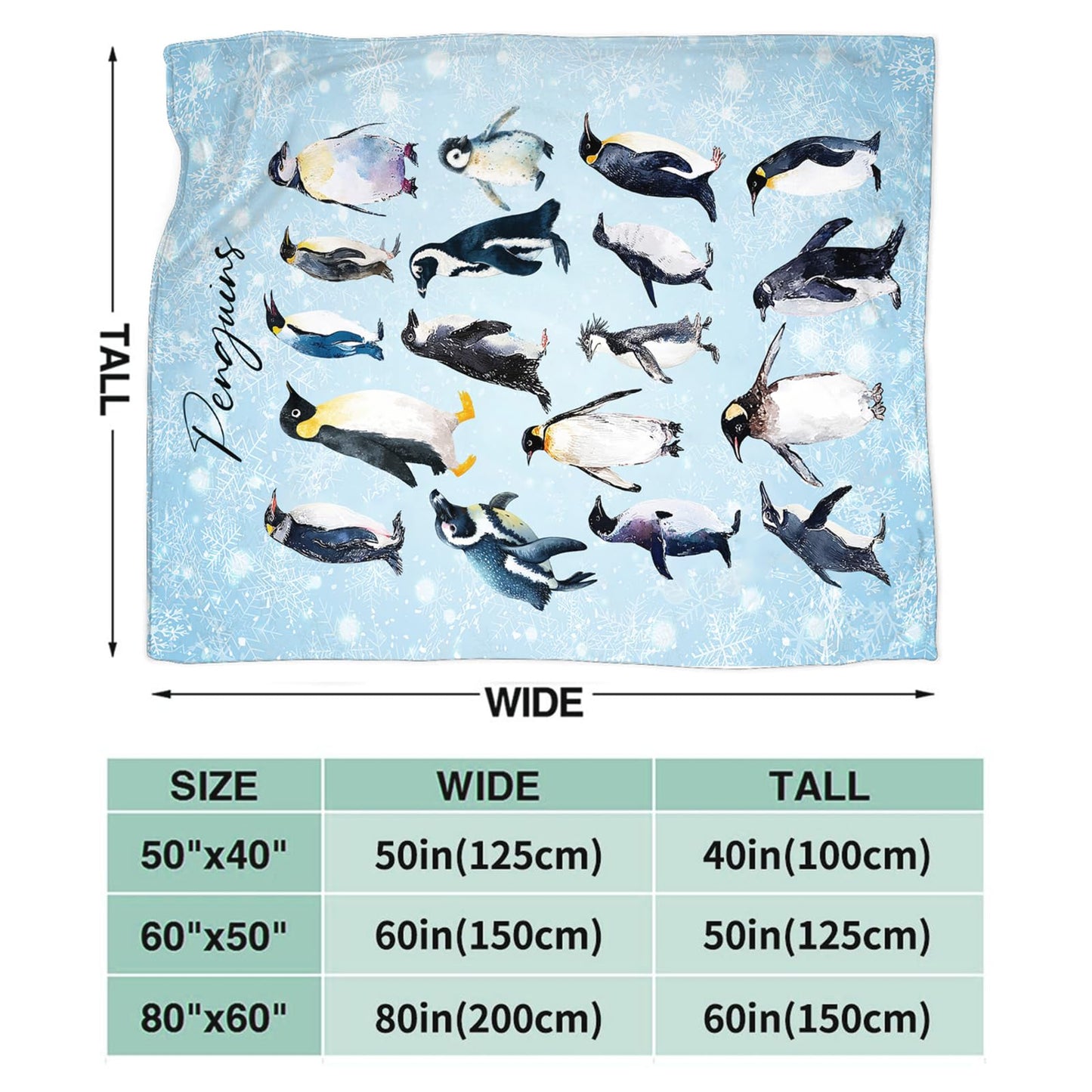 Baegopa Penguin Blanket Gifts for Girls Boys Penguins Throw Blankets Cozy Plush Fleece Flannel Fuzzy for Women Men Decor 50"X40"