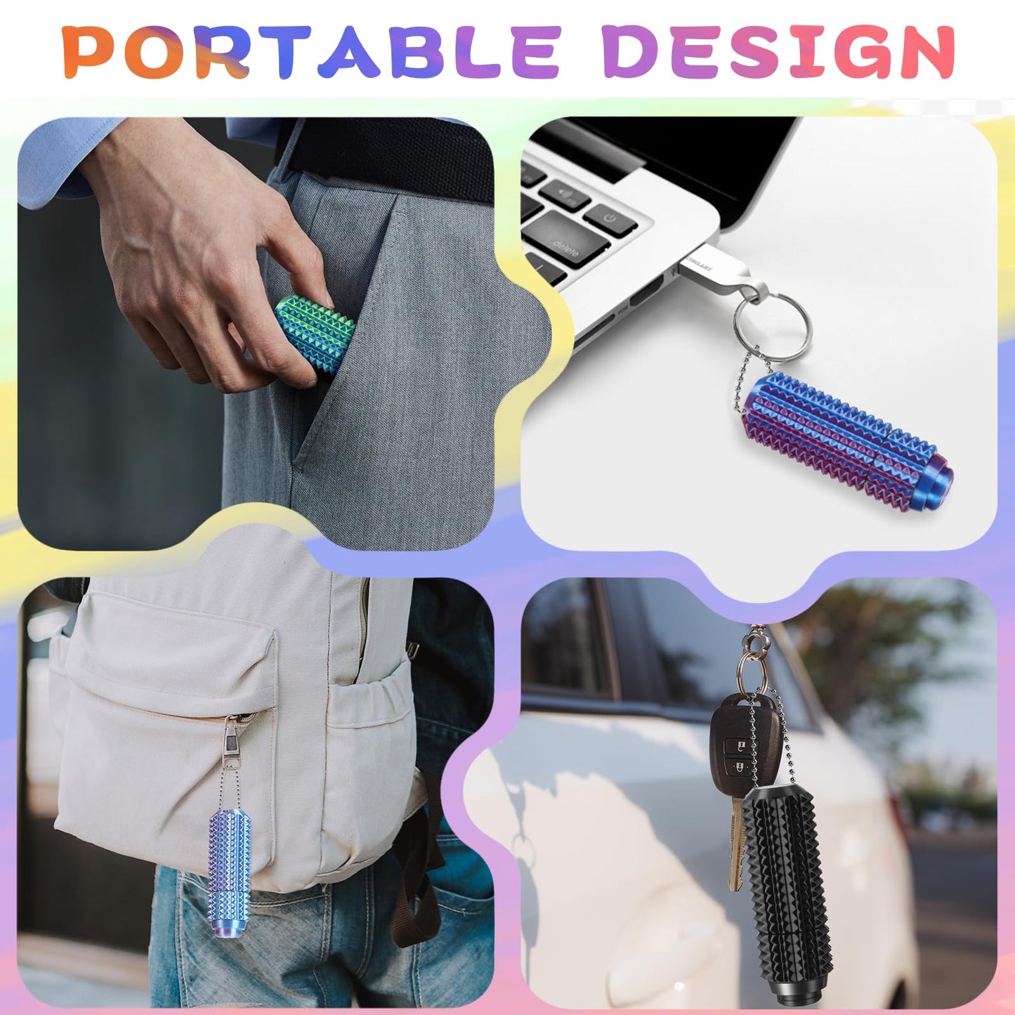 2PCS Little Ouchies Fidget, 3 in 1 Pocket Mini Fidget Toy for Adults, 3D Printed Spiky Grippie Stim Tool, Pain Stim Fidgets Toys, Gifts for Adult with Autism ADHD Anxiety Stress Relief