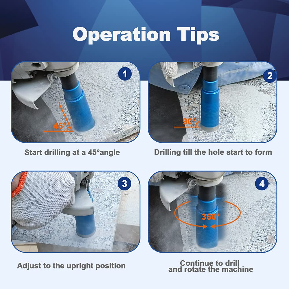 Diamond Core Drill Bit Set - BRSCHNITT Laser Welded Granite Hole Saw with 5/8-11 Thread for Granite Marble Solid Block Stone Reinforced Concrete,Dry or Wet Drilling (20/35/45/50mm+Adapter)