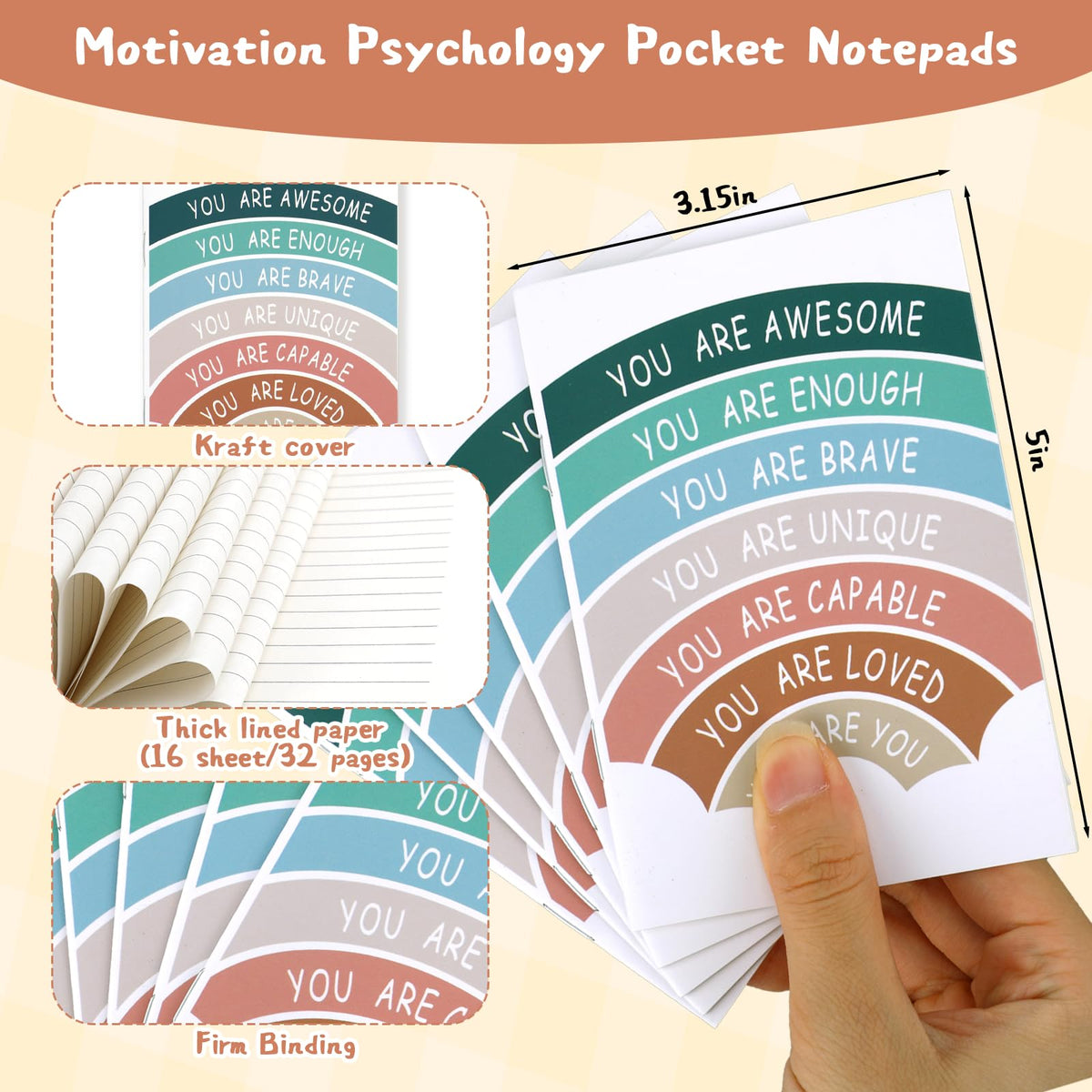 Mowouhn 100 Pcs Positive Affirmation Gifts Set,Inspirational Notepads,Motivational Encouragement Pen,Mental Health Journal Awareness Items,Positive Psychology Pocket Notebooks,Appreciation Gifts
