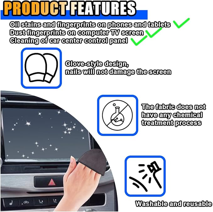 Triangle Car Touch Screen Cleaner Cloth, Microfiber Cleaning Pad Car Cleaning